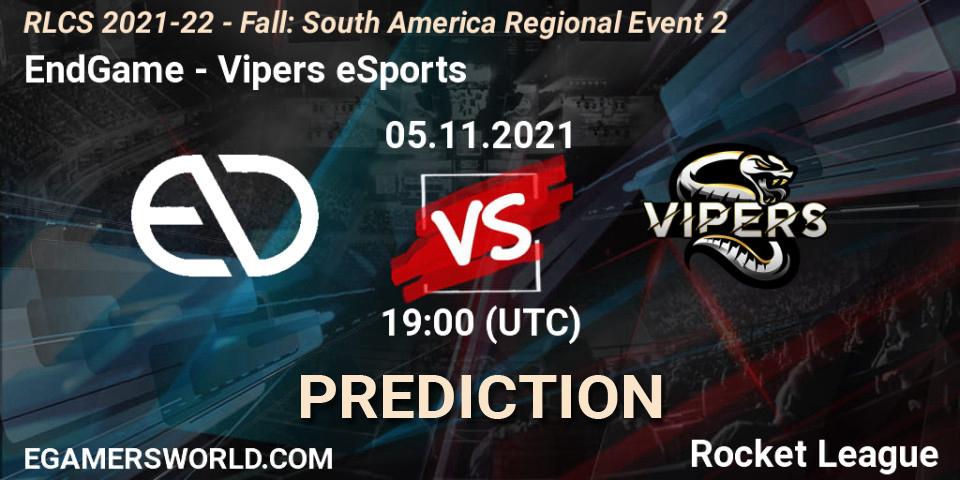 Pronósticos EndGame - Vipers eSports. 05.11.2021 at 19:00. RLCS 2021-22 - Fall: South America Regional Event 2 - Rocket League