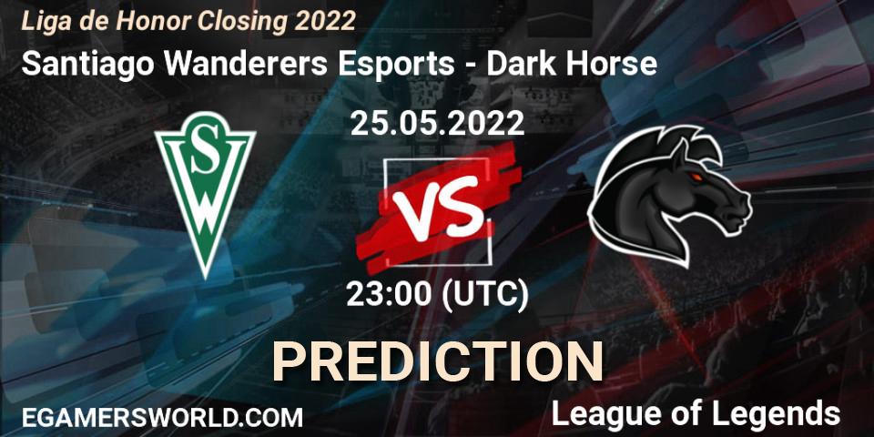 Pronósticos Santiago Wanderers Esports - Dark Horse. 25.05.2022 at 23:00. Liga de Honor Closing 2022 - LoL
