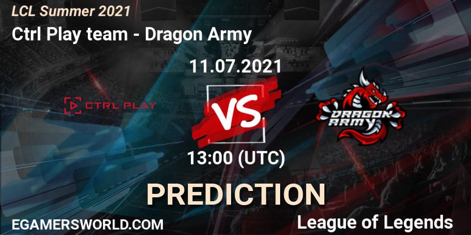Pronósticos Ctrl Play team - Dragon Army. 11.07.2021 at 13:00. LCL Summer 2021 - LoL