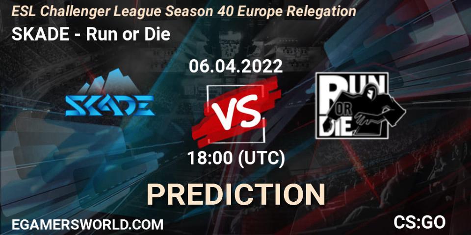 Pronósticos SKADE - Run or Die. 06.04.2022 at 18:00. ESL Challenger League Season 40 Europe Relegation - Counter-Strike (CS2)