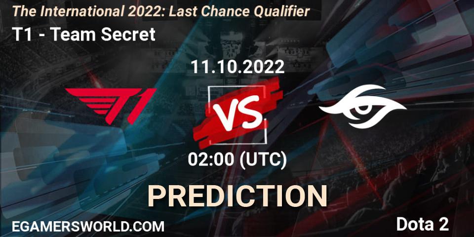 Pronósticos T1 - Team Secret. 11.10.22. The International 2022: Last Chance Qualifier - Dota 2