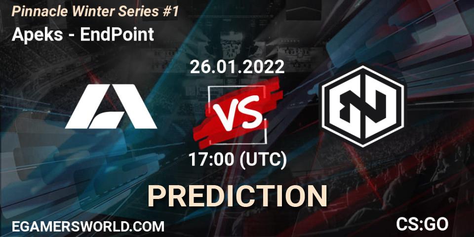 Pronósticos Apeks - EndPoint. 26.01.2022 at 17:00. Pinnacle Winter Series #1 - Counter-Strike (CS2)
