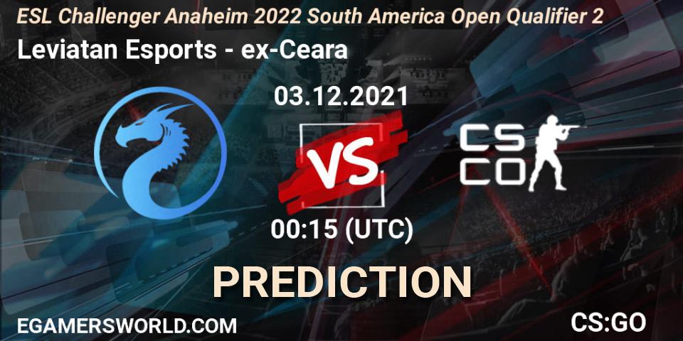 Pronósticos Leviatan Esports - ex-Ceara. 03.12.21. ESL Challenger Anaheim 2022 South America Open Qualifier 2 - CS2 (CS:GO)