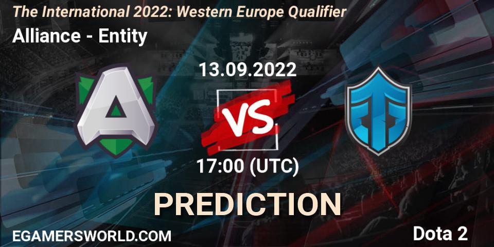 Pronósticos Alliance - Entity. 13.09.22. The International 2022: Western Europe Qualifier - Dota 2