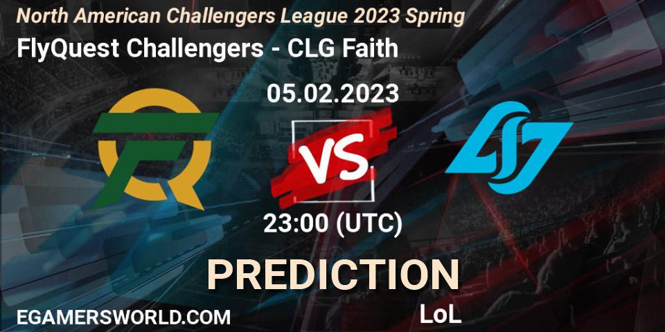 Pronósticos FlyQuest Challengers - CLG Faith. 05.02.23. NACL 2023 Spring - Group Stage - LoL