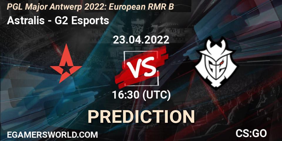 Pronósticos Astralis - G2 Esports. 23.04.2022 at 13:55. PGL Major Antwerp 2022: European RMR B - Counter-Strike (CS2)