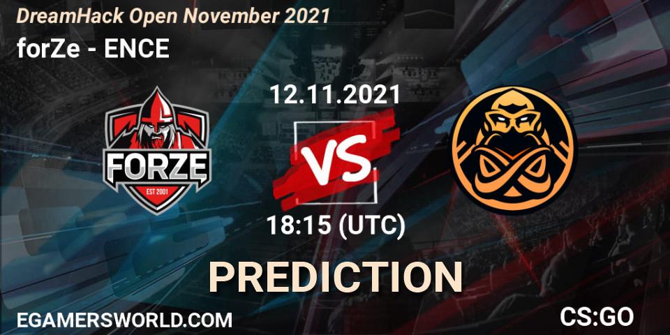 Pronósticos forZe - ENCE. 12.11.2021 at 18:15. DreamHack Open November 2021 - Counter-Strike (CS2)