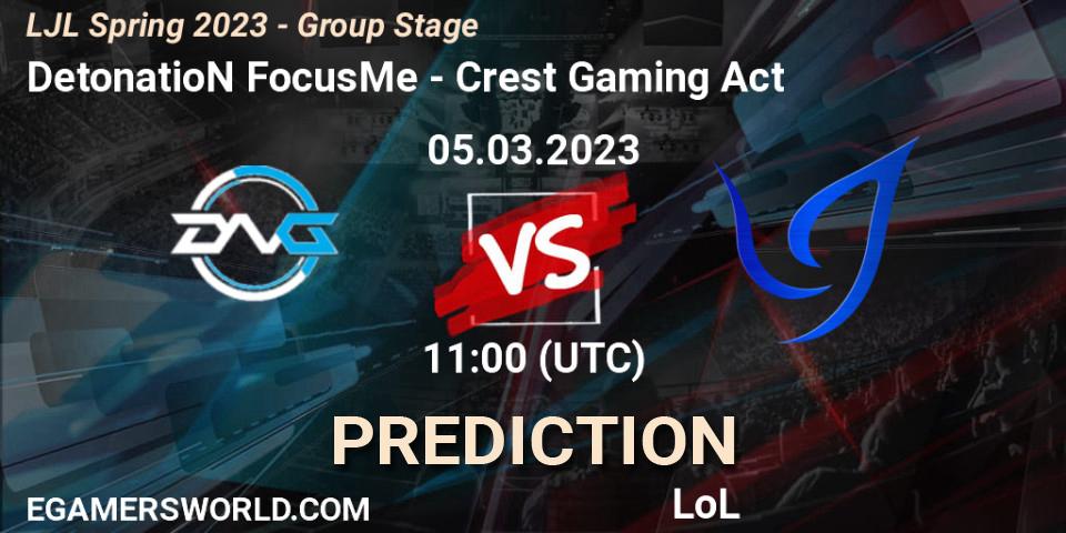 Pronósticos DetonatioN FocusMe - Crest Gaming Act. 05.03.23. LJL Spring 2023 - Group Stage - LoL