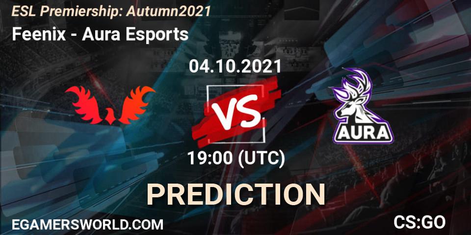 Pronósticos Feenix - Aura Esports. 04.10.2021 at 19:00. ESL Premiership: Autumn 2021 - Counter-Strike (CS2)