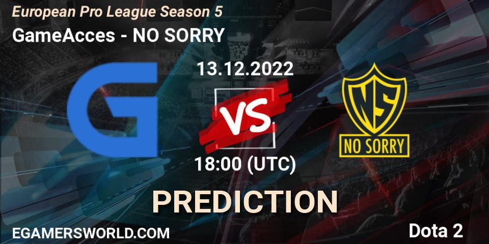 Pronósticos GameAcces - NO SORRY. 12.12.22. European Pro League Season 5 - Dota 2
