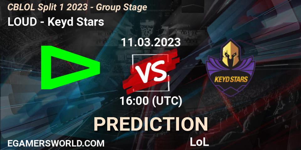 Pronósticos LOUD - Keyd Stars. 11.03.2023 at 16:00. CBLOL Split 1 2023 - Group Stage - LoL