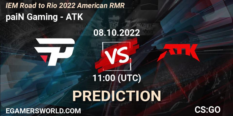 Pronósticos paiN Gaming - ATK. 08.10.2022 at 11:00. IEM Road to Rio 2022 American RMR - Counter-Strike (CS2)