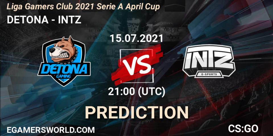 Pronósticos DETONA - INTZ. 15.07.2021 at 21:00. Liga Gamers Club 2021 Serie A April Cup - Counter-Strike (CS2)
