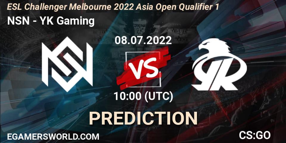 Pronósticos NSN - YK Gaming. 08.07.2022 at 10:00. ESL Challenger Melbourne 2022 Asia Open Qualifier 1 - Counter-Strike (CS2)