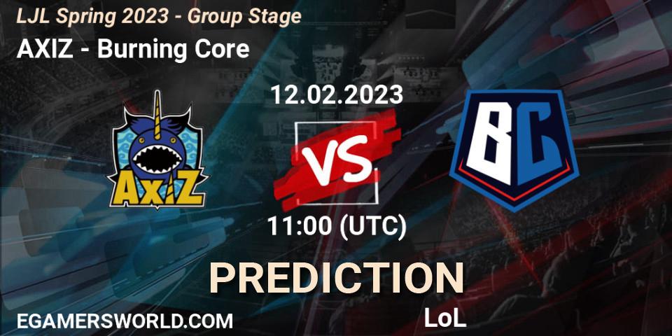 Pronósticos AXIZ - Burning Core. 12.02.2023 at 11:00. LJL Spring 2023 - Group Stage - LoL
