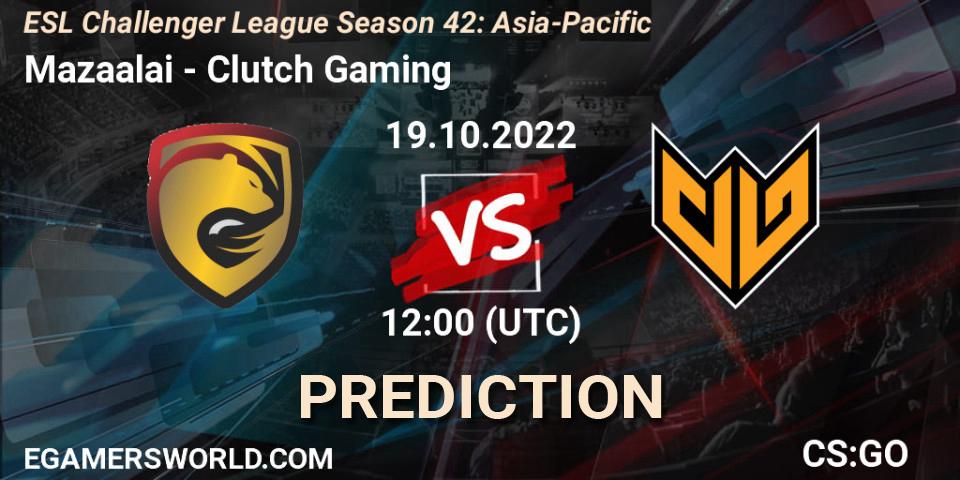 Pronósticos Mazaalai - Clutch Gaming. 19.10.22. ESL Challenger League Season 42: Asia-Pacific - CS2 (CS:GO)