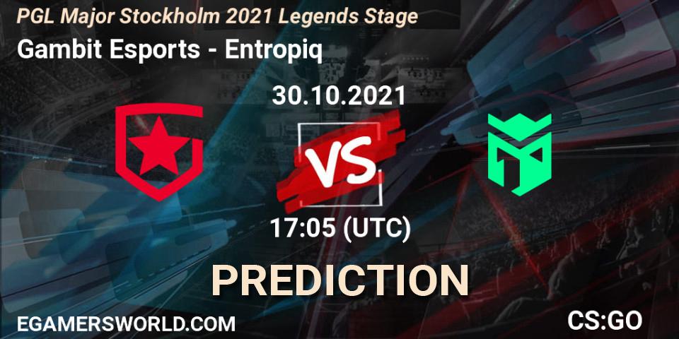 Pronósticos Gambit Esports - Entropiq. 30.10.21. PGL Major Stockholm 2021 Legends Stage - CS2 (CS:GO)
