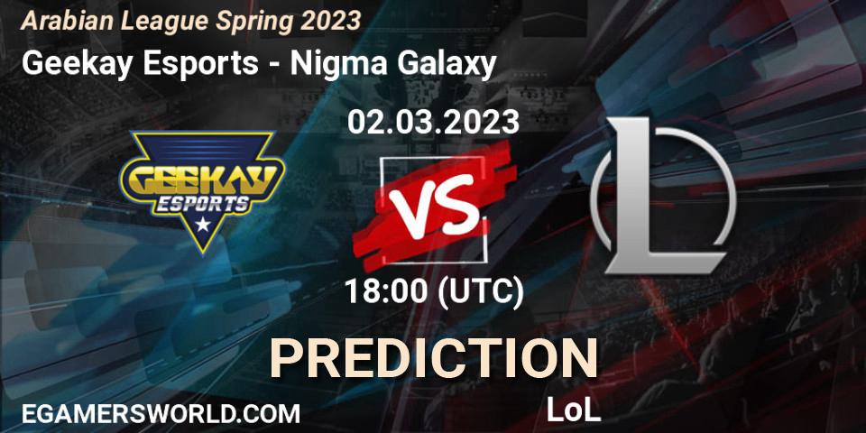 Pronósticos Geekay Esports - Nigma Galaxy MENA. 09.02.23. Arabian League Spring 2023 - LoL