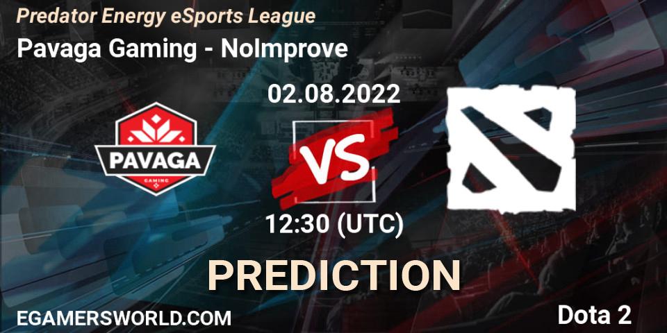 Pronósticos Pavaga Gaming - NoImprove. 02.08.22. Predator Energy eSports League - Dota 2