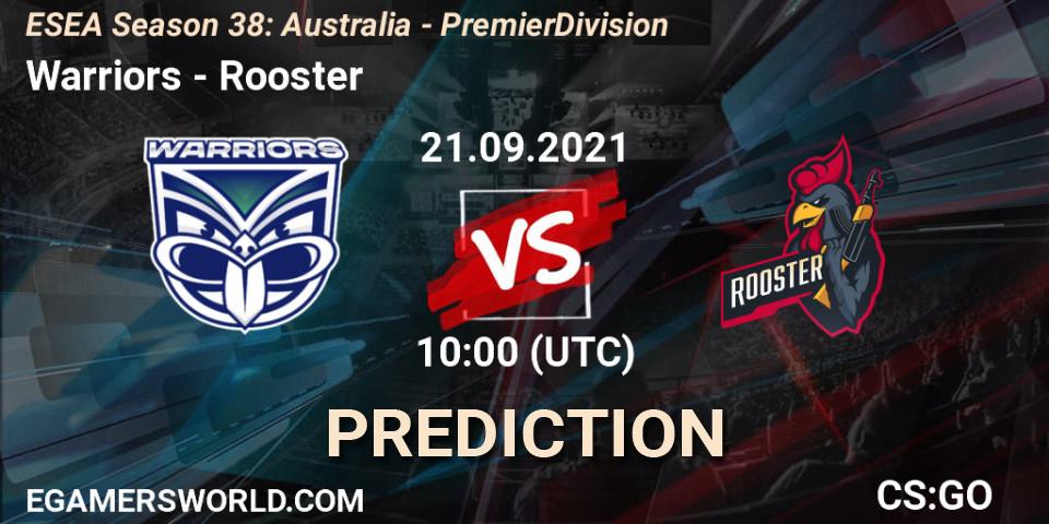 Pronósticos Warriors - Rooster. 21.09.21. ESEA Season 38: Australia - Premier Division - CS2 (CS:GO)