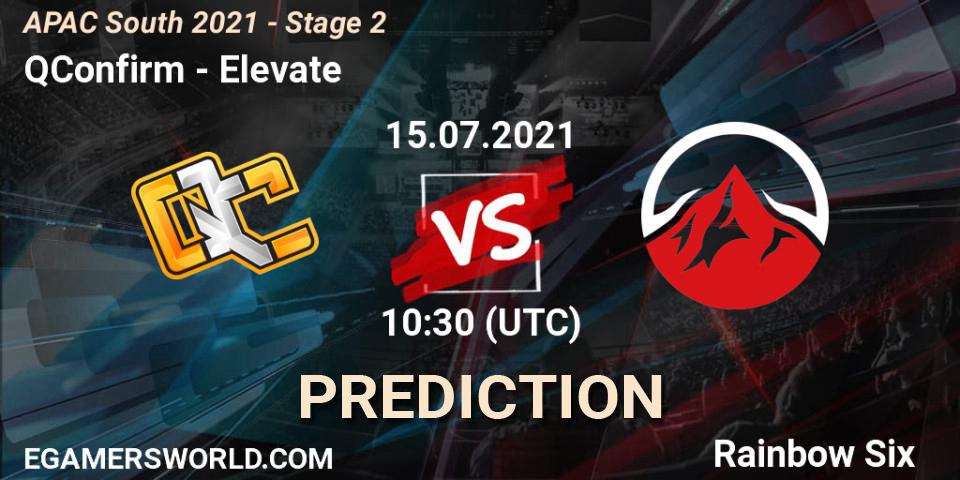 Pronósticos QConfirm - Elevate. 15.07.2021 at 10:30. APAC South 2021 - Stage 2 - Rainbow Six