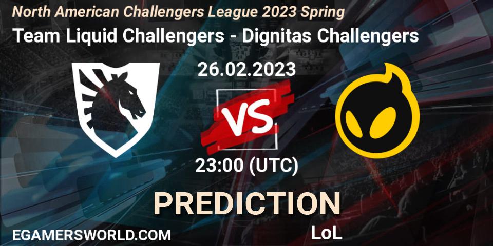 Pronósticos Team Liquid Challengers - Dignitas Challengers. 26.02.23. NACL 2023 Spring - Group Stage - LoL