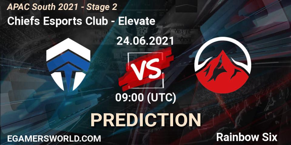Pronósticos Chiefs Esports Club - Elevate. 24.06.2021 at 09:00. APAC South 2021 - Stage 2 - Rainbow Six