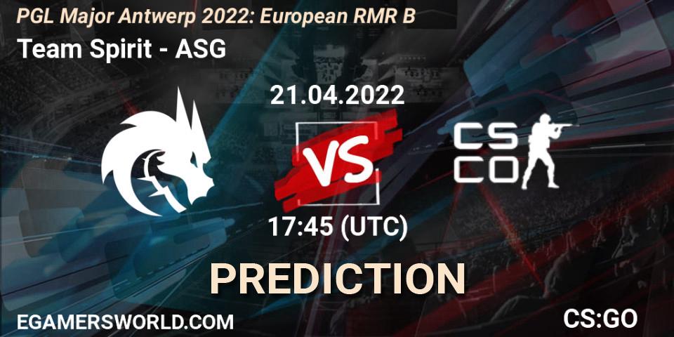 Pronósticos Team Spirit - ASG. 21.04.2022 at 17:40. PGL Major Antwerp 2022: European RMR B - Counter-Strike (CS2)