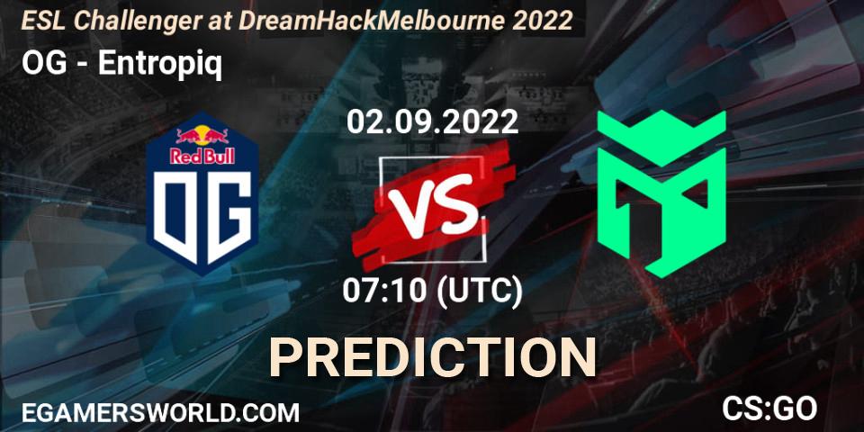 Pronósticos OG - Entropiq. 02.09.2022 at 07:45. ESL Challenger at DreamHack Melbourne 2022 - Counter-Strike (CS2)