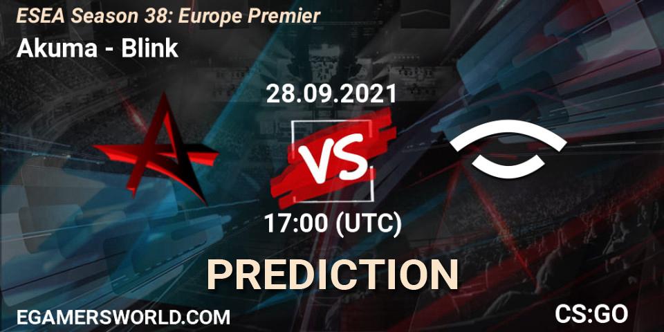 Pronósticos Akuma - Blink. 28.09.21. ESEA Season 38: Europe Premier - CS2 (CS:GO)