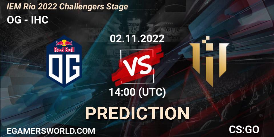 Pronósticos OG - IHC. 02.11.2022 at 14:00. IEM Rio 2022 Challengers Stage - Counter-Strike (CS2)