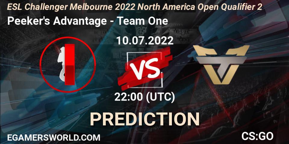 Pronósticos Peeker's Advantage - Team One. 10.07.22. ESL Challenger Melbourne 2022 North America Open Qualifier 2 - CS2 (CS:GO)