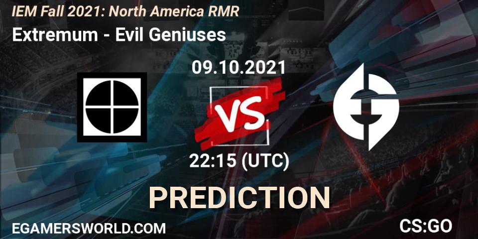Pronósticos Extremum - Evil Geniuses. 09.10.21. IEM Fall 2021: North America RMR - CS2 (CS:GO)