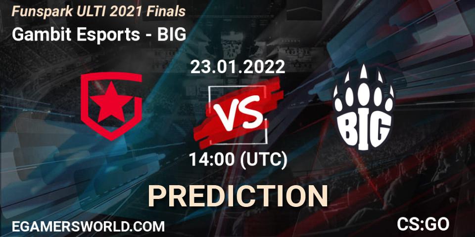 Pronósticos Gambit Esports - BIG. 23.01.22. Funspark ULTI 2021 Finals - CS2 (CS:GO)