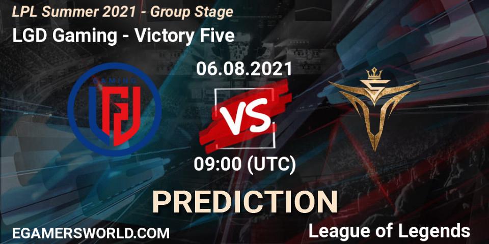 Pronósticos LGD Gaming - Victory Five. 06.08.2021 at 09:00. LPL Summer 2021 - Group Stage - LoL