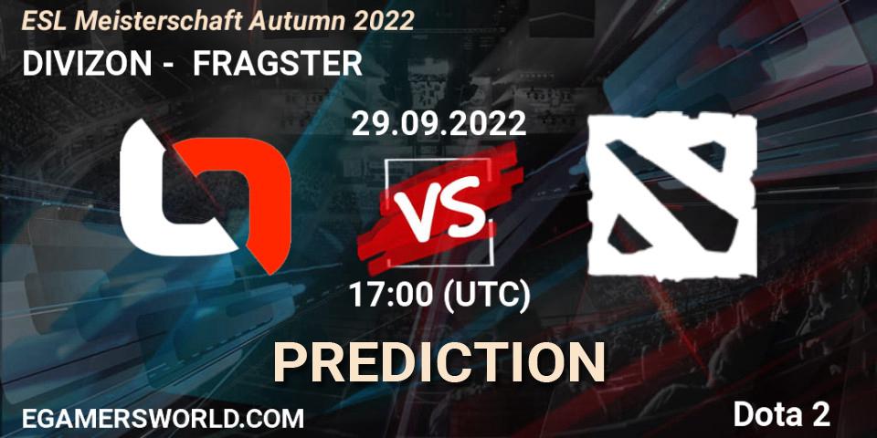 Pronósticos DIVIZON - FRAGSTER. 29.09.2022 at 17:05. ESL Meisterschaft Autumn 2022 - Dota 2