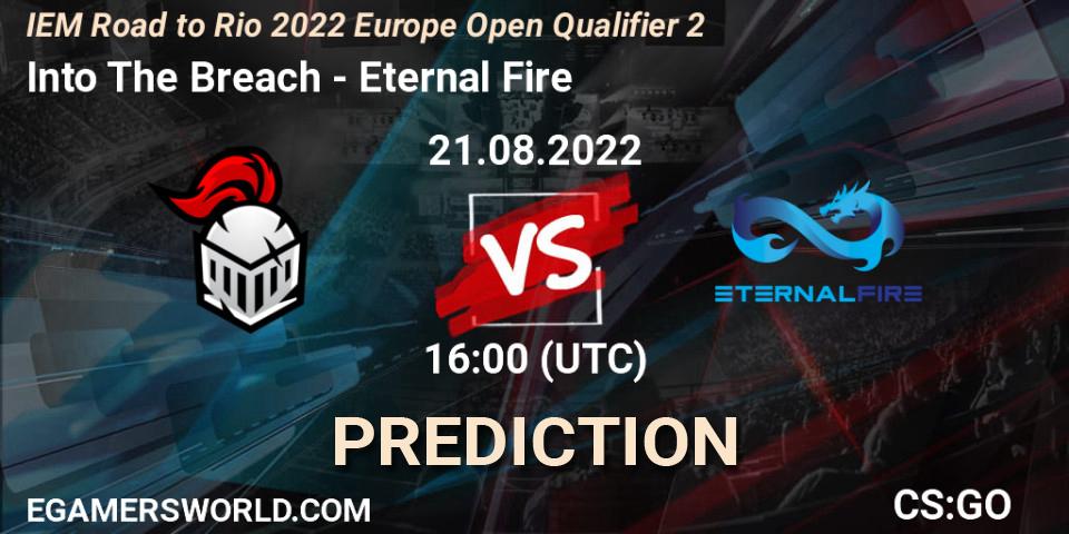 Pronósticos Into The Breach - Eternal Fire. 21.08.2022 at 16:10. IEM Road to Rio 2022 Europe Open Qualifier 2 - Counter-Strike (CS2)