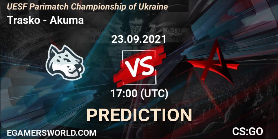 Pronósticos Trasko - Akuma. 23.09.2021 at 17:40. UESF Parimatch Championship of Ukraine - Counter-Strike (CS2)