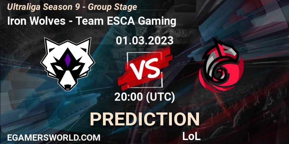 Pronósticos Iron Wolves - Team ESCA Gaming. 01.03.23. Ultraliga Season 9 - Group Stage - LoL
