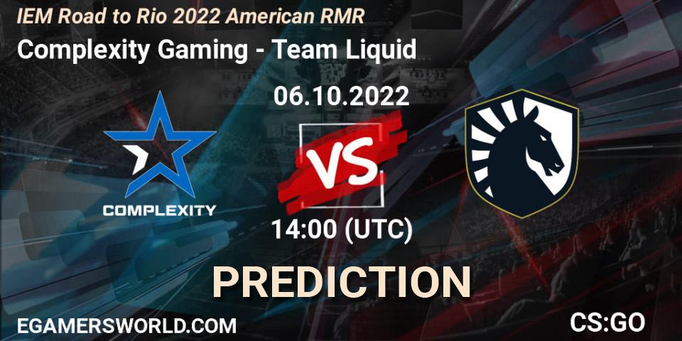 Pronósticos Complexity Gaming - Team Liquid. 06.10.22. IEM Road to Rio 2022 American RMR - CS2 (CS:GO)