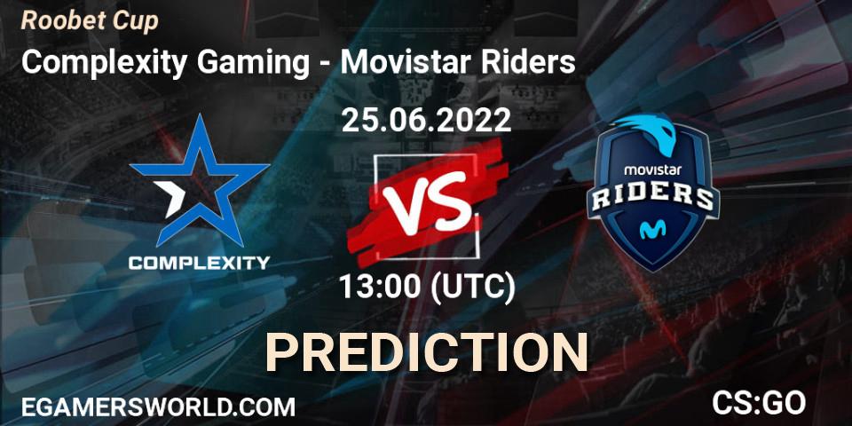 Pronósticos Complexity Gaming - Movistar Riders. 25.06.2022 at 13:00. Roobet Cup - Counter-Strike (CS2)