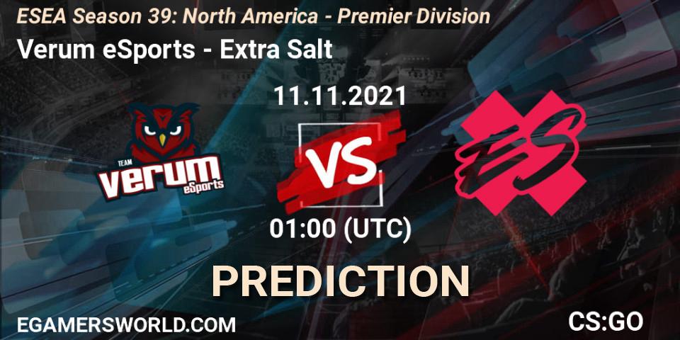 Pronósticos Verum eSports - Extra Salt. 11.11.21. ESEA Season 39: North America - Premier Division - CS2 (CS:GO)