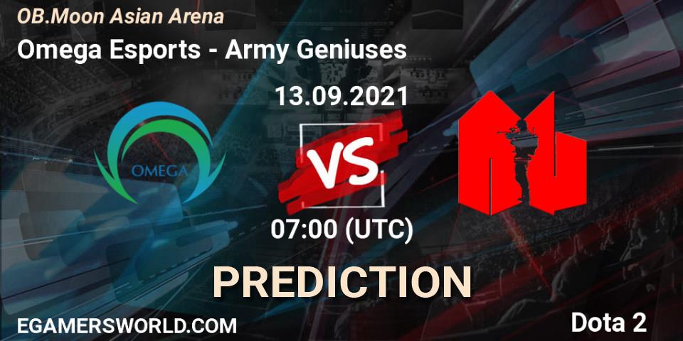 Pronósticos Omega Esports - Army Geniuses. 13.09.2021 at 07:02. OB.Moon Asian Arena - Dota 2