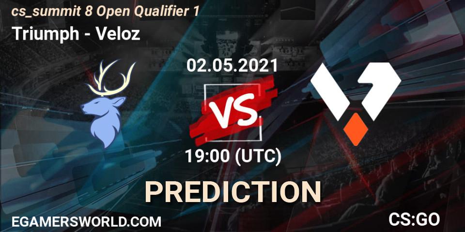 Pronósticos Triumph - Veloz. 02.05.2021 at 19:00. cs_summit 8 Open Qualifier 1 - Counter-Strike (CS2)