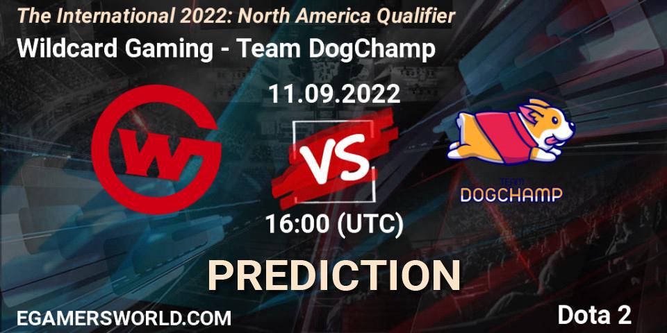 Pronósticos Wildcard Gaming - Team DogChamp. 11.09.2022 at 16:08. The International 2022: North America Qualifier - Dota 2