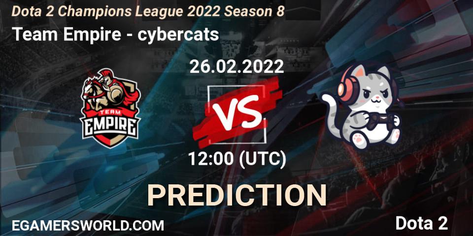 Pronósticos Team Empire - cybercats. 26.02.22. Dota 2 Champions League 2022 Season 8 - Dota 2