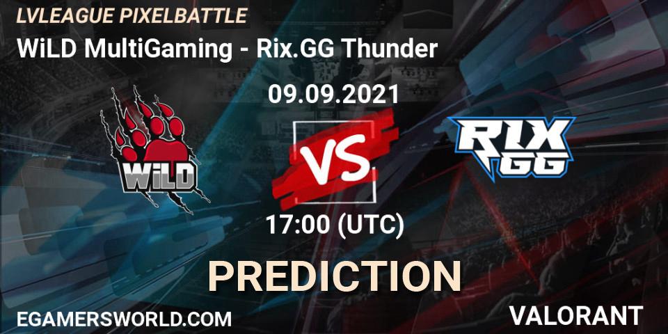 Pronósticos WiLD MultiGaming - Rix.GG Thunder. 09.09.2021 at 17:00. LVLEAGUE PIXELBATTLE - VALORANT