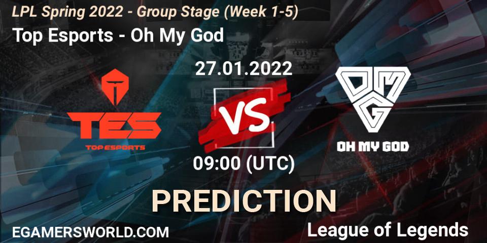 Pronósticos Top Esports - Oh My God. 27.01.22. LPL Spring 2022 - Group Stage (Week 1-5) - LoL