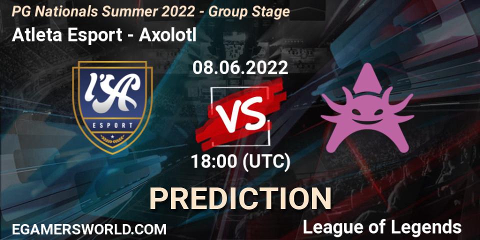 Pronósticos Atleta Esport - Axolotl. 08.06.2022 at 18:00. PG Nationals Summer 2022 - Group Stage - LoL