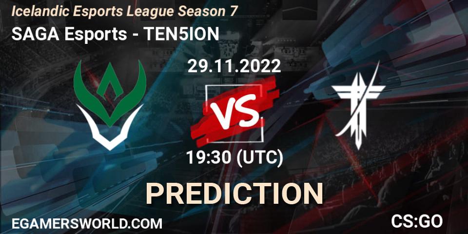 Pronósticos SAGA Esports - TEN5ION. 29.11.22. Icelandic Esports League Season 7 - CS2 (CS:GO)